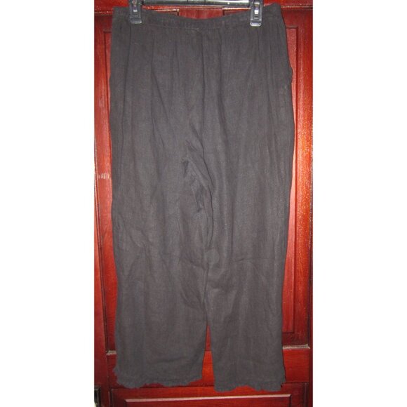 Match Point USA La Fixsun M Linen Pants Cropped Pull On Elastic Ruffle Pockets - Picture 2 of 3